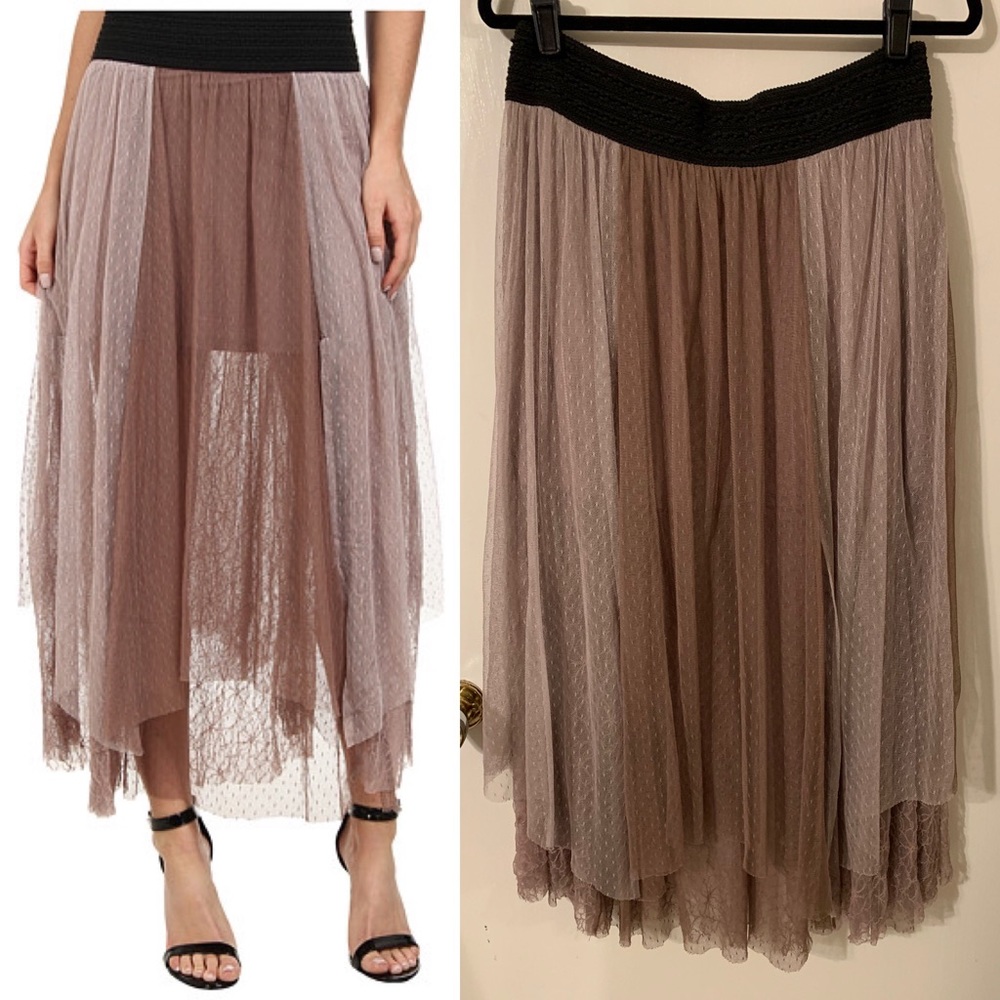 Free People Dotted Mesh Tutu skirt earth purple